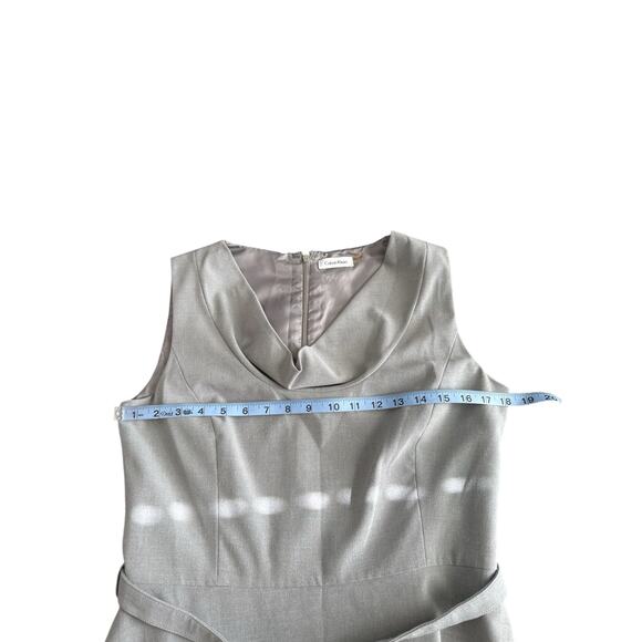 Calvin Klein‎ Dress Gray Office Business Career Belted Cowl Neck Sheath Size 10 - Picture 11 of 12